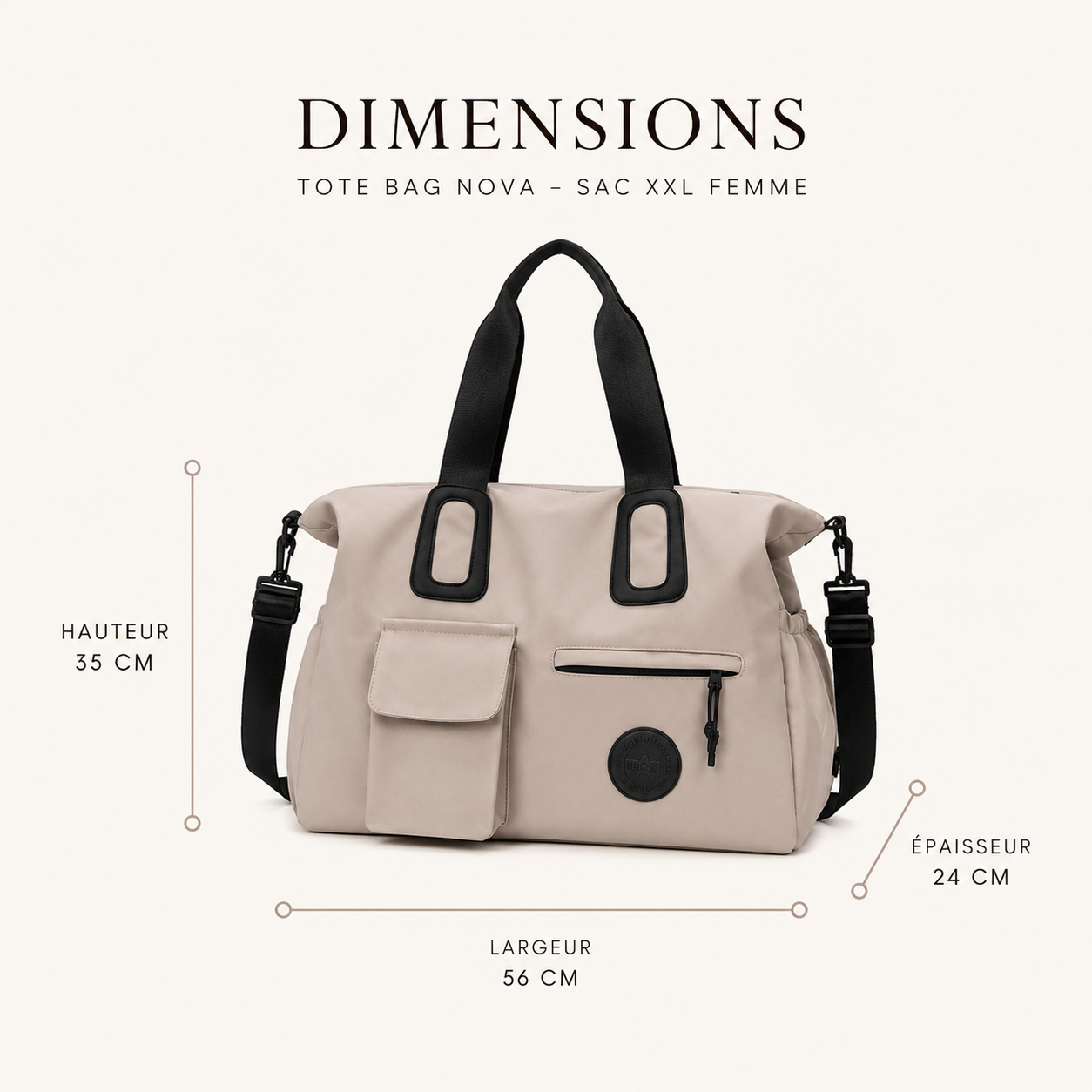 Tote Bag Nova – Sac XXL Femme pour Travail & Voyage sac de sports