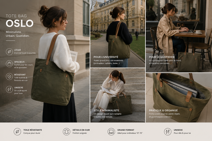 Tote Bag Oslo | Sac Cabas Unisexe Chic & Quotidien