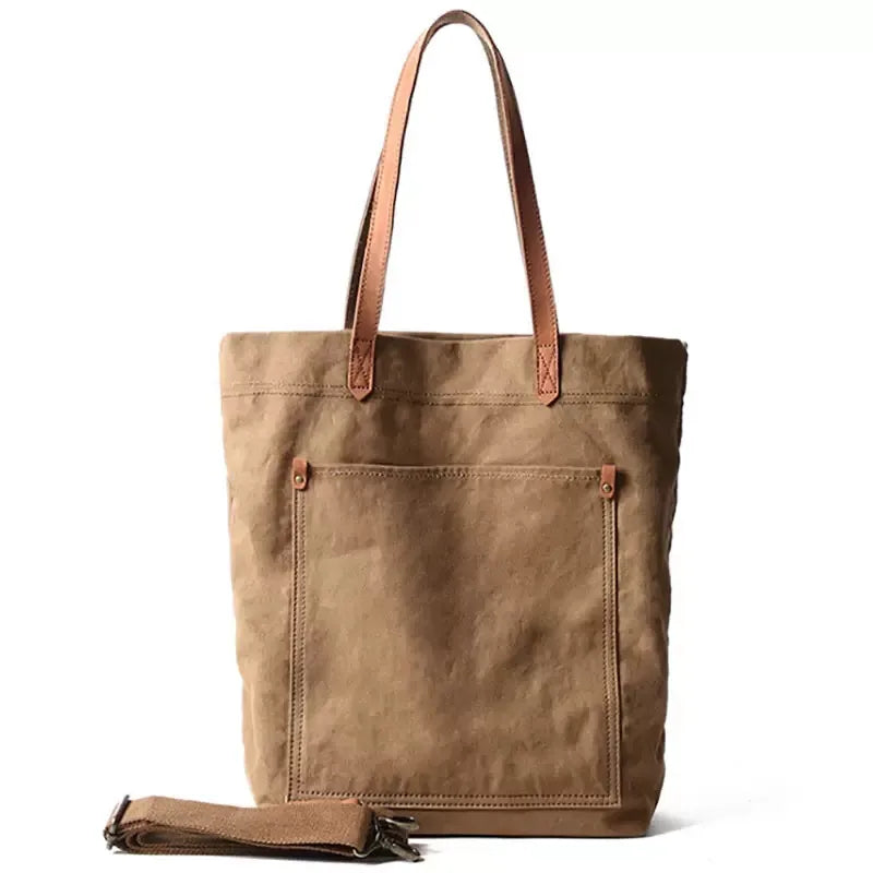 Tote Bag Oslo | Sac Cabas Unisexe Chic & Quotidien Marron / Toile + Cuir