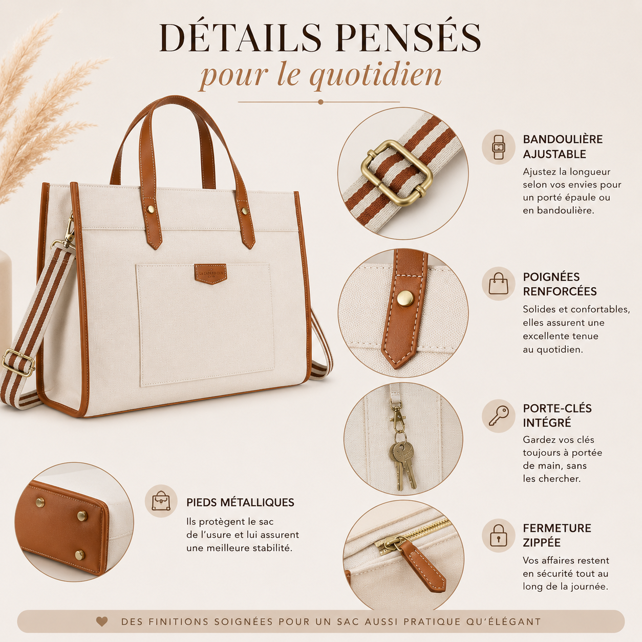 Tote Bag Siena – Sac de Cours Femme Tendance Sac Ordinateur