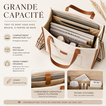 Tote Bag Siena – Sac de Cours Femme Tendance Sac Ordinateur