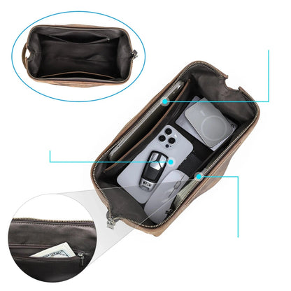 Trousse de Toilette Cuir pour Homme｜La Casa Du Cuir Café
