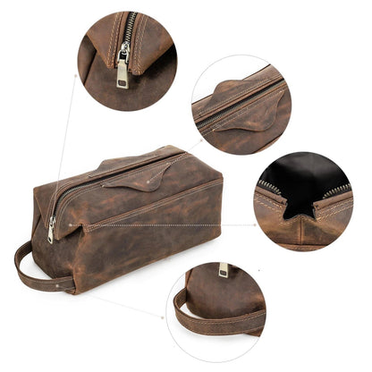 Trousse de Toilette Cuir pour Homme｜La Casa Du Cuir Café