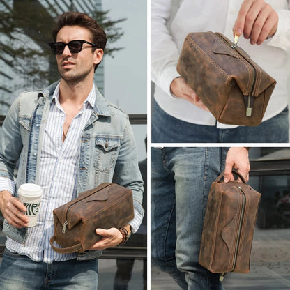 Trousse de Toilette Cuir pour Homme｜La Casa Du Cuir Café