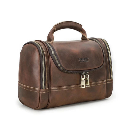 Trousse de Toilette de Voyage Homme｜La Casa Du Cuir Café / Avec Votre Nom
