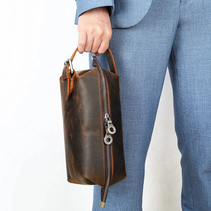 Trousse de Toilette en Cuir pour Homme｜La Casa Du Cuir Café