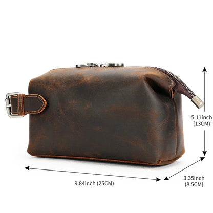 Trousse de Toilette en Cuir pour Homme｜La Casa Du Cuir Café