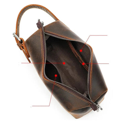 Trousse de Toilette en Cuir pour Homme｜La Casa Du Cuir Café