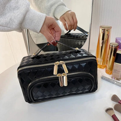 Trousse de Toilette Femme Grand Format｜La Casa Du Cuir Noir / 24x12x12cm / Cuir (PU)