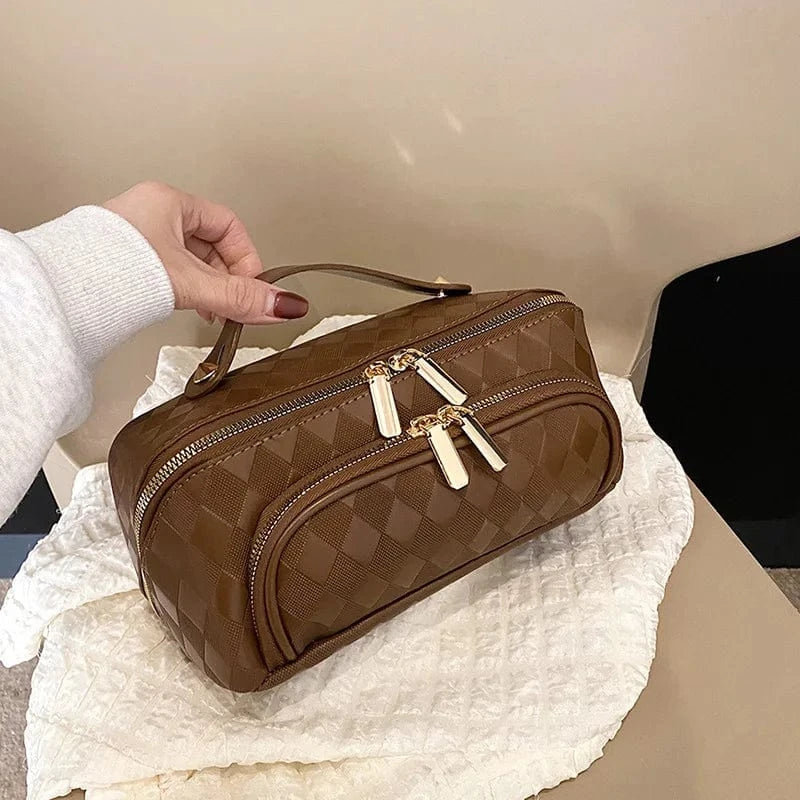 Trousse de Toilette Femme Grand Format｜La Casa Du Cuir Marron / 24x12x12cm / Cuir (PU)