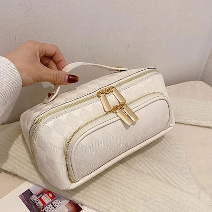 Trousse de Toilette Femme Grand Format｜La Casa Du Cuir Blanc / 24x12x12cm / Cuir (PU)