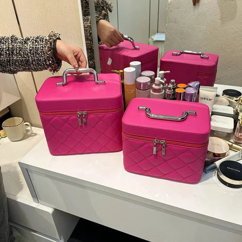 Trousse Toilette Femme｜La Casa Du Cuir Rose Rouge / 24x17x20CM / Cuir (PU)